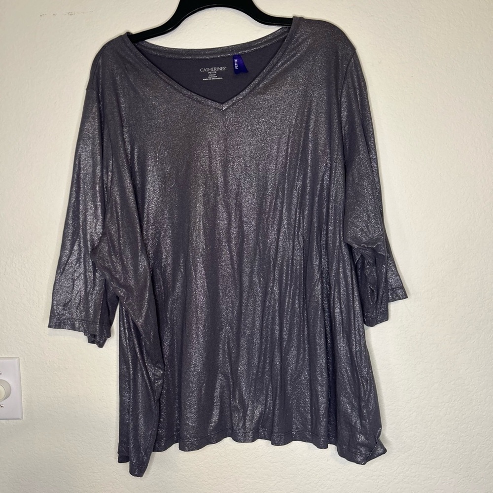 Catherines Silver 3/4 Tee 2X petite